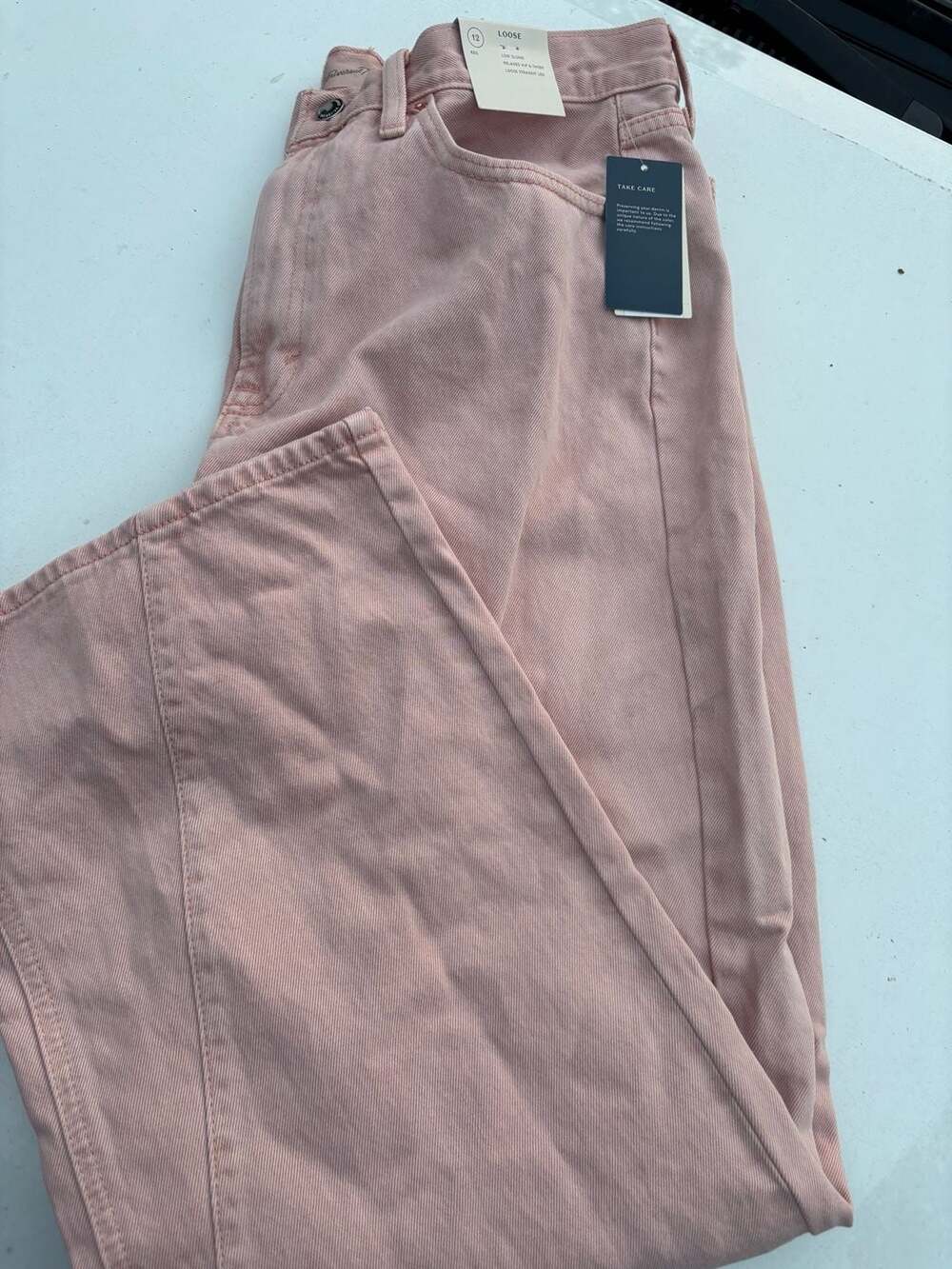 Universal Thread Women's Size 12 Loose Low Slung Straight Leg Pink Jeans